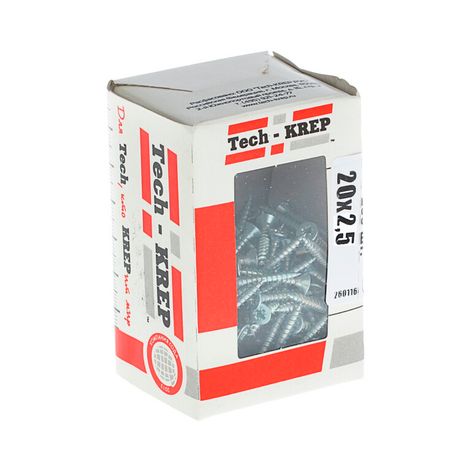 Шуруп универсальный 2,5х20 потайная головка, остроконечный, оцинкованный (200шт) - коробка 102158 Tech-KREP