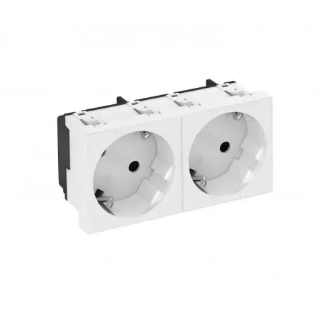 Розетка 2х2К+3 под углом 33° шторки 16А 250В (45х90 мм - 2 модуля Modul45) белая. Тип: STD-D3S RW2 | 6120103 OBO Betterman Bettermann