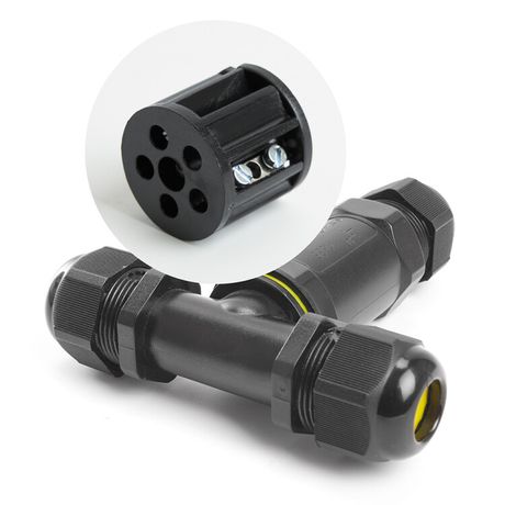 LD523/LD530 Соединитель-коннектор для проводов T 3-контактный, водонепрониц. (клемма 3pin), черный | 41462 Feron