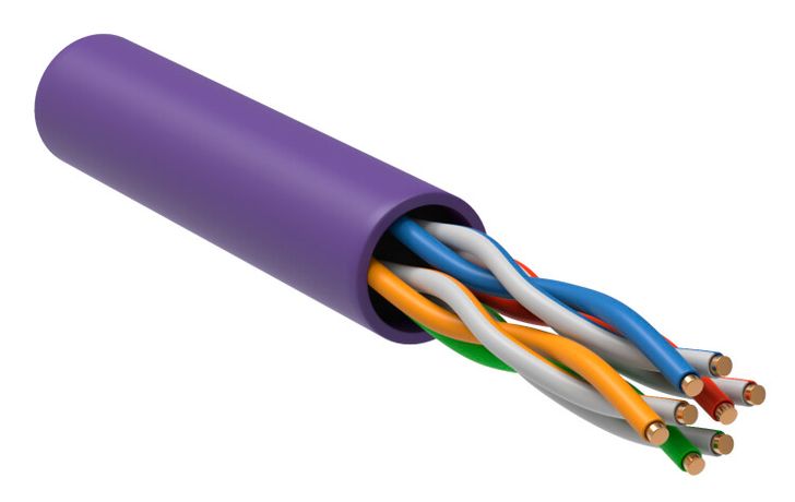 Кабель витая пара U/UTP кат.5E 4х2х24AWG solid LSZH фиолет. (уп.305м) ITK LC1-C5E04-126 IEK