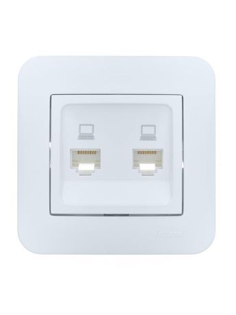 Розетка компьютерная 2-м СП ASTI IP20 RJ45 в сборе бел. LEZARD 7081-0202-141
