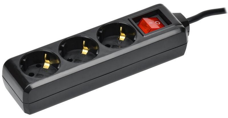 Удлинитель У03К 3 места с заземлением 5м 3х1мм2 16А 250В черный - WYP10-16-03-05-ZK-K02 IEK