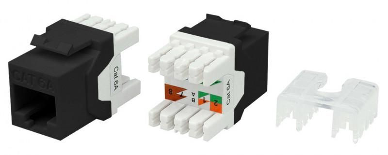 Вставка Keystone Jack RJ45 (8P8C) кат.6A (10G) 180град. KJ8-8P8C-C6A-180-BK черн. Hyperline 432644