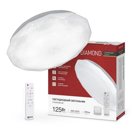 Светильник светодиодный COMFORT DIAMOND 125Вт 3000-6500К 10000лм 230В 500х105мм с пультом ДУ IN HOME 4690612059488