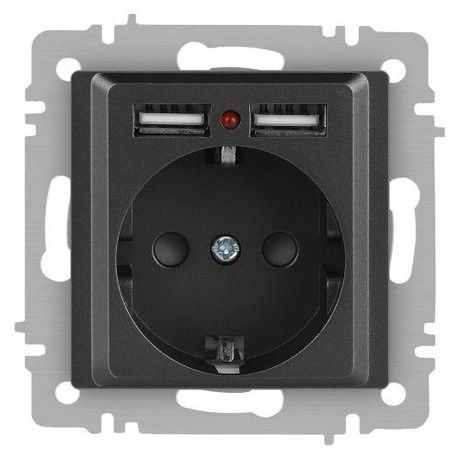 Розетка однофазная скрытого монтажа, в рамку с заземлением со шторками сосна 16А 250В IP20 винтовые зажимы 6-410-07 Intro Accent - Б0063702 ЭРА
