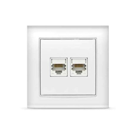 Розетка компьютерная лвухместная Бриллиант, скрытая, 1А, RJ45, белая (еврослот) - 1079 Союз