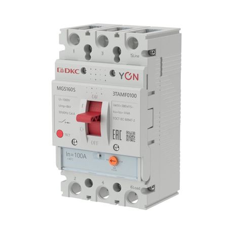 Выключатель автоматический 3п 80-100А 50кА MGS160S YON MGS160S-3TAMF0100 ДКС DKC (ДКС) арт. MGS160S-3TAMF0100