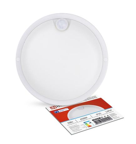 Светильник светодиодный герметичный СПП ИД-1065-КРУГ 10 Вт 6500К 900 Лм с инфракрасным датчиком IP65 140мм IN HOME - 4690612044040