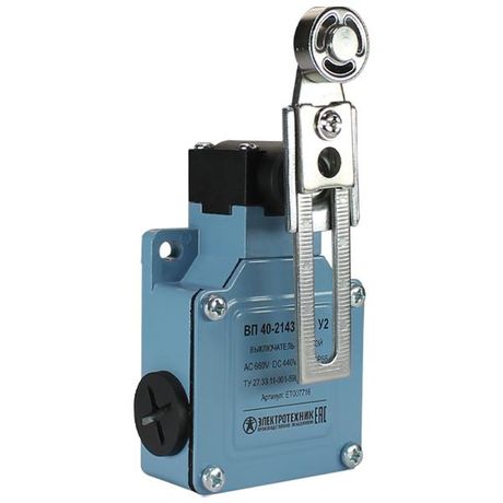 Выключатель путевой ВП 40-2143М-66 У2 1НО+1НЗ IP66 рычаг со стальным роликом регулир. по длине мгновенный без сальника Электротехник ET007716