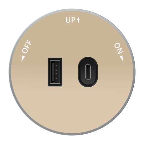 Розетка MultiTrack с 2-мя заряд. устройствами USB тип А+С 18Вт 5В/3А MTK03 песочн. SE MTK13003P APC