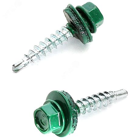 Саморез кровельный 4.8х70 RAL6005 сверло №1 шайба d=14мм с EPDM прокладкой - 319285 Руфкомплект