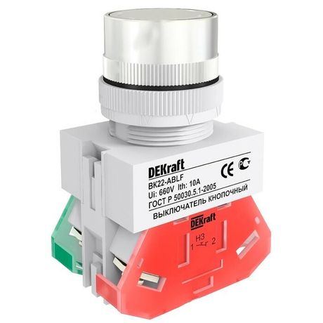 Выключатель кнопочный ABF ВК-22 d22мм 220В с фиксацией бел. DEKraft 25124DEK APC
