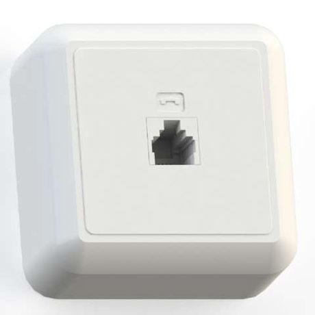 Розетка телефонная 1-м ОП Оптима РТ5-7 (в компл. с монтажной пластиной) бел. Кунцево 8013