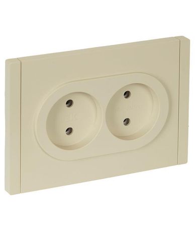 Розетка 2-м СП FORTE&PIANO FP426 10А без заземл. защ. шторок безвинт. крепл. ваниль IEK FP-R20-10-1-K10