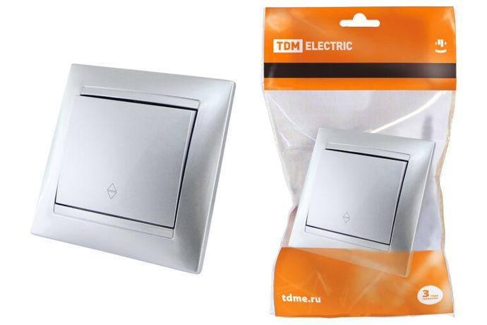 Выключатель на 2 направления 1 кл. 10А серебр. металлик "Лама" | SQ1815-0206 TDM