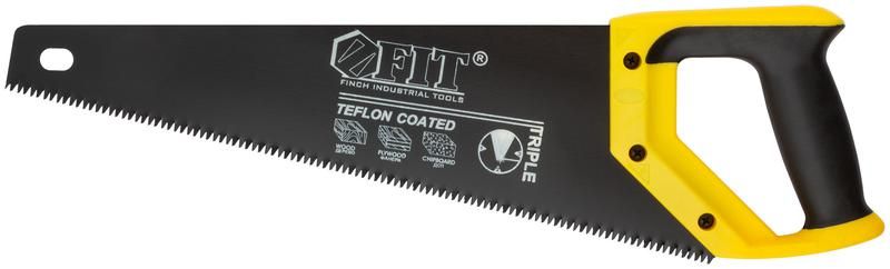 Ножовка по дереву, средн.кален.зуб 7 ТPI, 3D заточка, пласт.прорезинен.ручка, тефлон.покрытие 400 мм - 40464 РОС