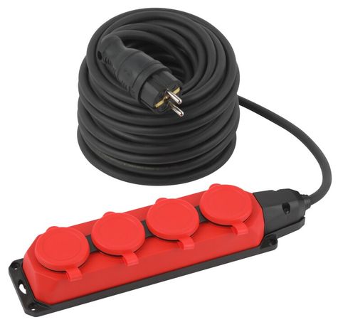 Удлинитель силовой UK-4e-3x1,5-30m-IP44(KG) с заземлением 4 розетки каучук 30м КГ 3х1,5мм2 IP44 | Б0057588 ЭРА