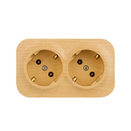 Розетка 2-местная для открытой установки с заземлением без защитных шторок предварительным подключением 16А дерево QUTEO - 782293 Legrand