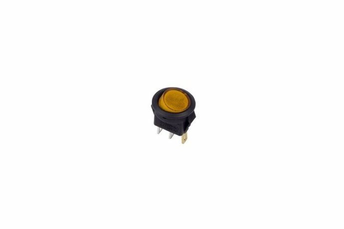 Выключатель клавишный круглый 250В 3А (3с) ON-OFF желт. с подсветкой Micro (RWB-106 SC-214) Rexant 36-2532 MEET