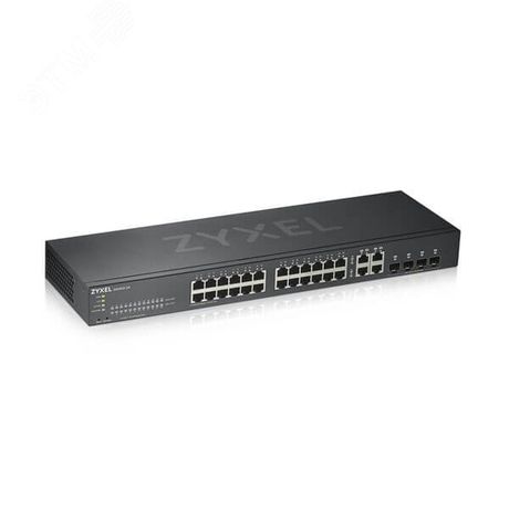 Коммутатор управляемый L2 Smart 24 порта 10/100/1000 Мб/с, 4xSFP/RJ-45 - 124576 Zyxel