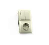 СЕЛЕНА Блок комбинированный с/у выключатель 2-хклавишный +розетка 2К+З БКВР-421, сл.кость - 8186 Кунцево