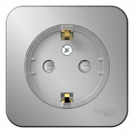 Розетка BLANCA наружная, с заземлением, со шторками, (тонкая), изолирующей пластиной 16А, 250В, алюминий - BLNRA111113 APC