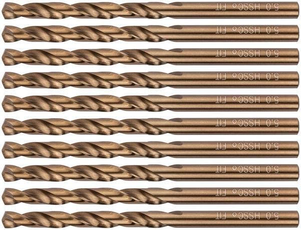 Сверло по металлу HSS с добавкой кобальта 5% Профи 5.0мм (уп.10шт) FIT 33950 РОС