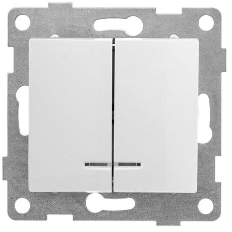 Выключатель 2-кл. СП Bravo 10А 250В с индикацией механизм бел. матов. GUSI С10В28-041