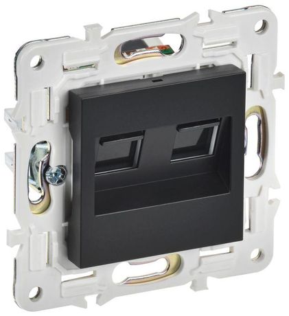 Розетка компьютерная двойн. RJ45 кат.5E SKANDY SK-K03Bl черн. IEK SK-K20-1-K02