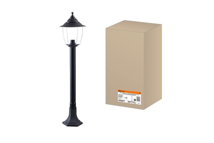 Светильник садово-парковый Прага Эл-11-73-100 60 Вт Е27 напольный на стойке h-1.0 м черный, прозрачный плафон TDM | SQ0330-0537