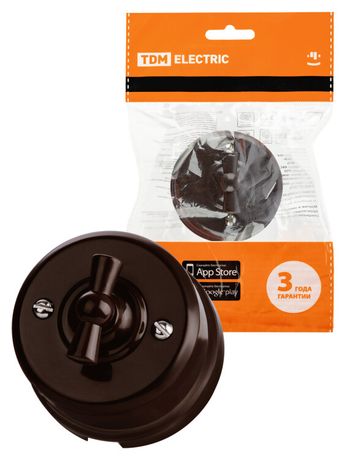 Выключатель поворотный проходной с ручкой (бантик) 10А коричневый «Виви» | SQ1820-1405 TDM