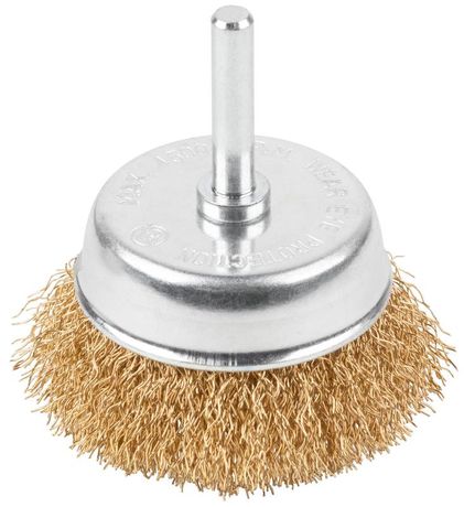 Щетка для дрели, Чашка, латунированная витая проволока 0,3 мм, 65 блистер, Profi - 82-911 РОС