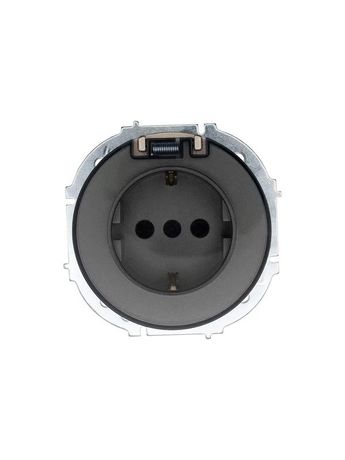 Розетка 1-м СП OSEN IP44 с заземл. крышкой ПБТ механизм титан LEZARD 743-3788-123BIPCH