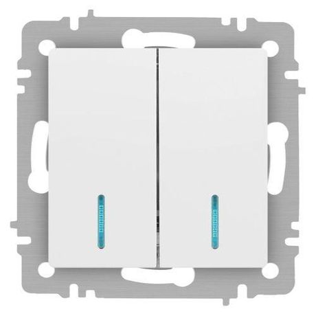 Выключатель двухклавишный, в рамку (скрытого монтажа) с подсветкой бронза 10А 250В винтовые зажимы Intro Accent 6-105-01М - Б0063507 ЭРА