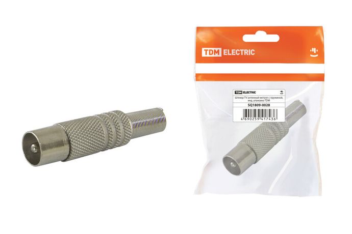 Штекер TV антенный металл с пружиной, инд. упаковка | SQ1809-0028 TDM