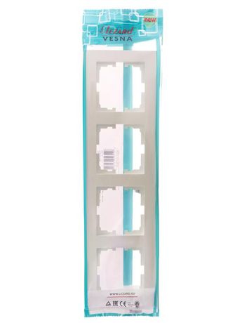 Рамка 4-местн. горизонт. VESNA жемчуж./бел. перламутр LEZARD 742-3000-149