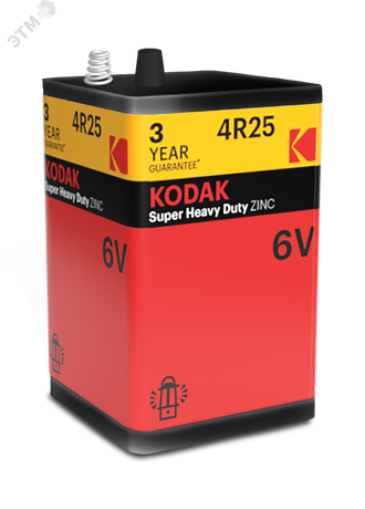 Батарейка Kodak 4R25-1S SUPER HEAVY DUTY Zinc [4R25-SP1G, 6.0V] (6/24/936) - Б0047498