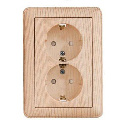 Розетка 2-м СП W59 16А IP20 с заземл. защ. шторки в сборе сосна SE RS16-255-78 APC