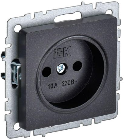 Розетка BRITE РС10-1-0-БрЧ 10А без заземл. защ. шторок черн. IEK BR-R10-10-K02