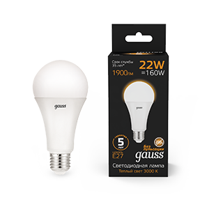Лампа светодиодная LED 22 Вт 1900 лм 3000К AC150-265В E27 А70 (груша) теплая Black Gauss - 102502122