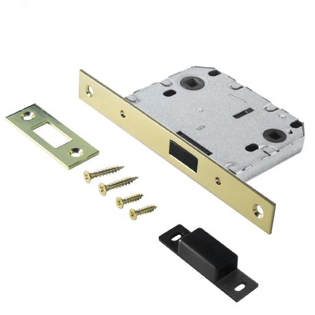 Защелка врезная универсальная без ручек для деревянных межкомнатных дверей, АЛЛЮР АРТ L7050-MS PB золото - 11550 ПТК