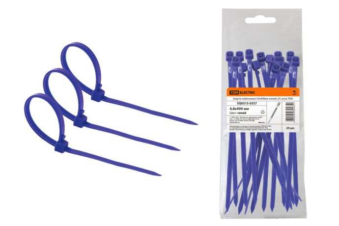 Хомуты нейлоновые 4,8х400мм (синий) (25 штук) | SQ0515-0357 TDM