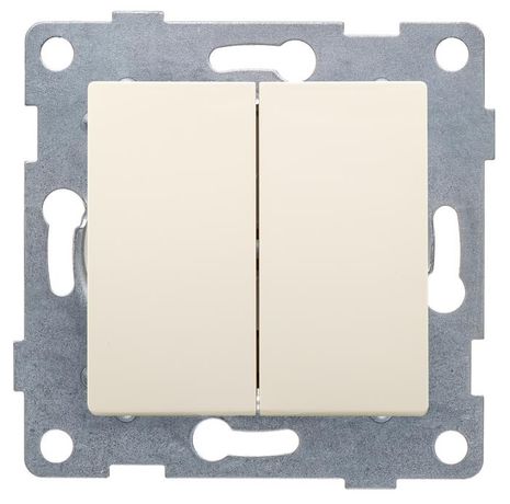 Выключатель двухклавишный Ugra, механизм, 10А, 250В, бежевый - С11В2-003 GUSI