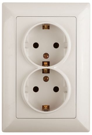 Розетка однофазная двойная скрытого монтажа, в рамку с заземлением без шторок слоновая кость 16А 250В IP20 4-205-02 Intro Solo - Б0053675 ЭРА