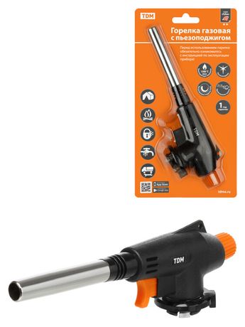 Горелка газовая удлин., ствол, регулятор подачи, пьезоподжиг, бутан, блистер, 1 шт., "Рубин" | SQ1041-0103 TDM