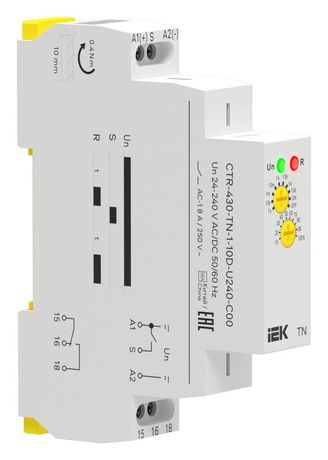 Реле задержки включения TN 12-240В 8А IEK (ИЭК) арт. CTR-430-TN-1-10D-U240-C00