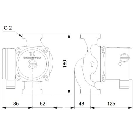 Насос циркуляционный с мокрым ротором UPS 32-80 PN10 1х230В/50 Гц в/к гайками - 95906443 Grundfos