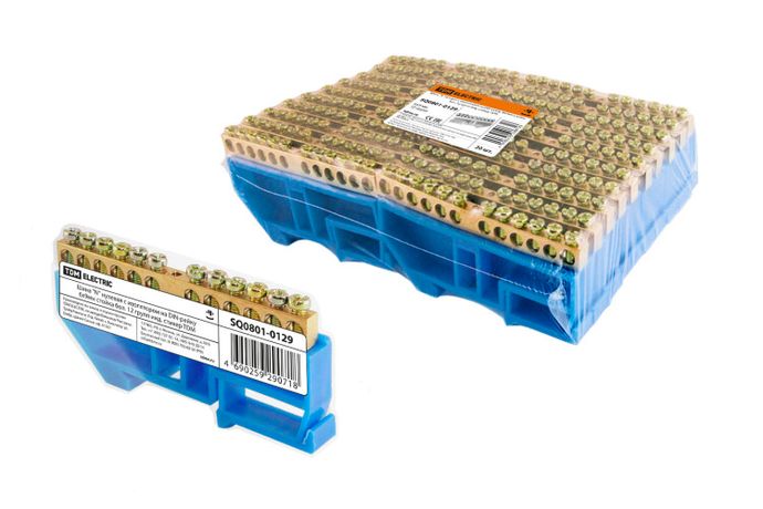 Шина "N" нулевая с изолятором на DIN-рейку 6x9мм стойка бол. 12 групп инд. стикер | SQ0801-0129 TDM