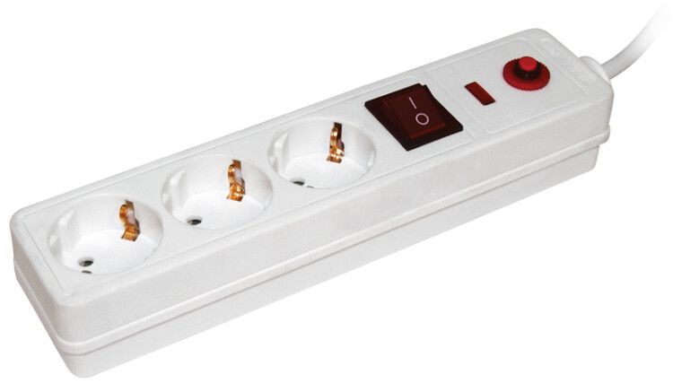 Удлинитель с сетевым фильтром 3х1.5м заземл. 16А IP20 СФ-03К 2P+PE ПВС 3х1 выкл. IEK WFP10-16-03-01-N