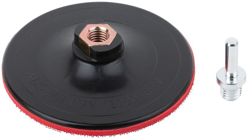 Диск шлифовальный с липучкой, гайка М14 + переходник для дрели, 125х3 мм - 39625 РОС